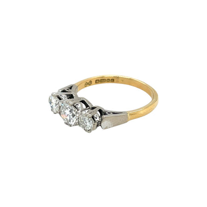 18ct Yellow Gold Three Stone Diamond Ring (O)