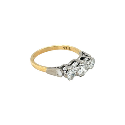 18ct Yellow Gold Three Stone Diamond Ring (O)