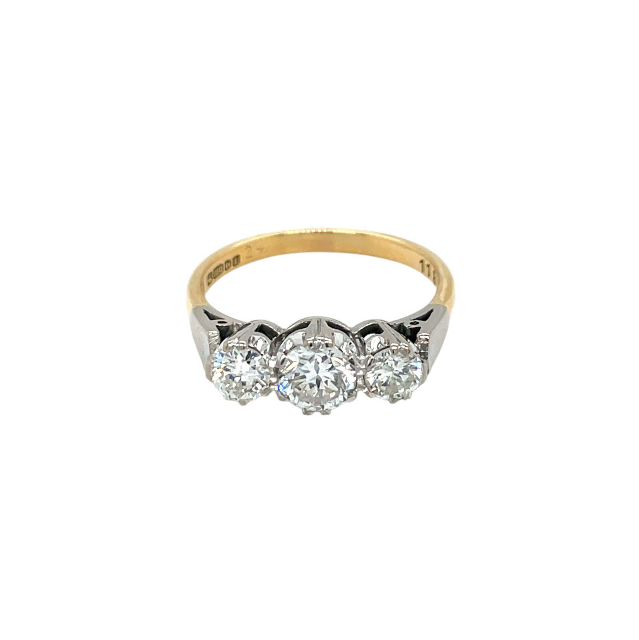 18ct Yellow Gold Three Stone Diamond Ring (O)