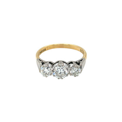 18ct Yellow Gold Three Stone Diamond Ring (O)