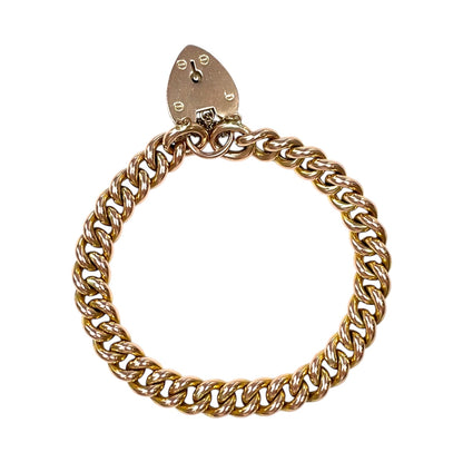 9ct Gold Hollow Curb Link Charm Bracelet (7")