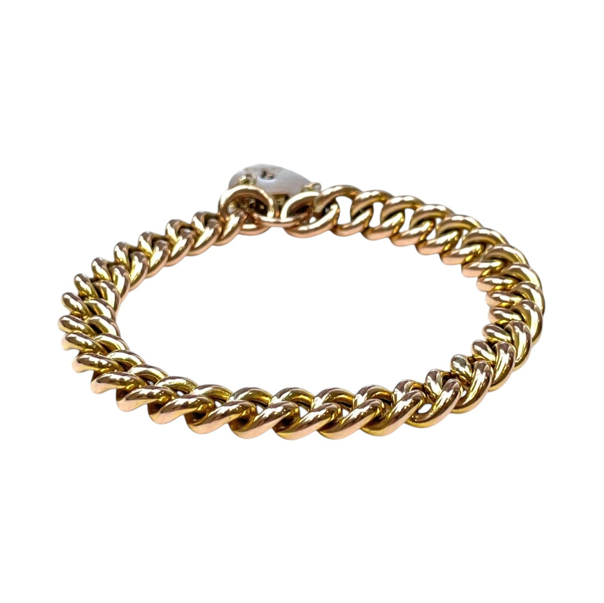 9ct Gold Hollow Curb Link Charm Bracelet (7")