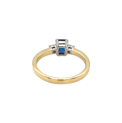 18ct Yellow & White Gold Sapphire & Diamond Three Stone Ring (S)