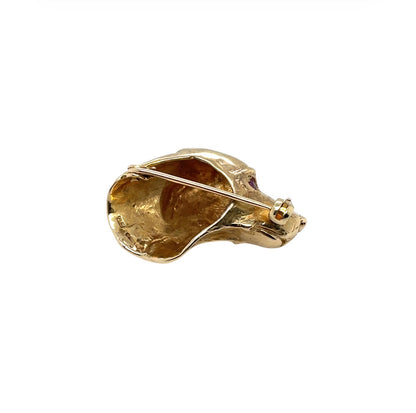 9ct Yellow Gold Ruby Dog's Head Brooch