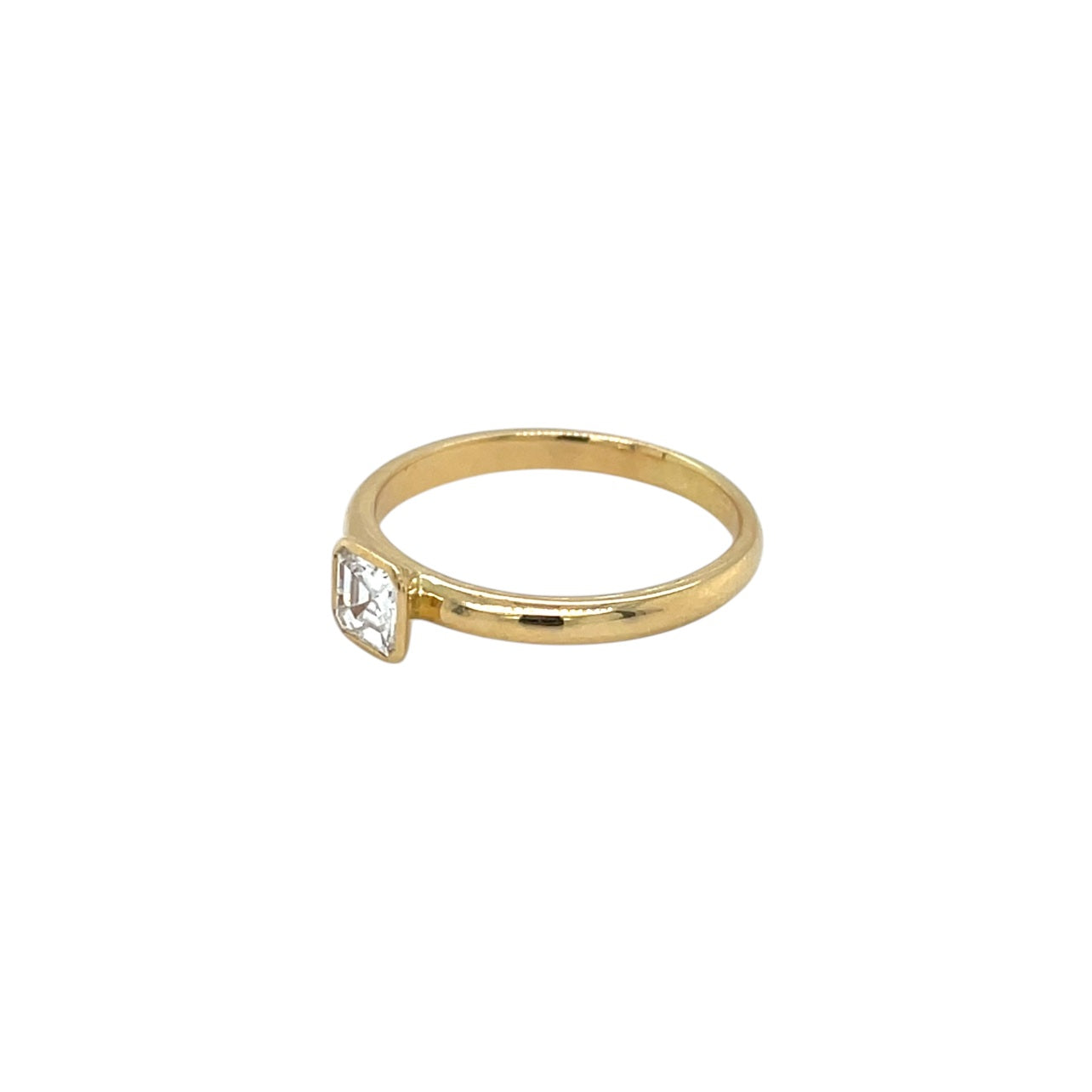 18ct Yellow Gold Asscher Cut Diamond Solitaire Ring (J)