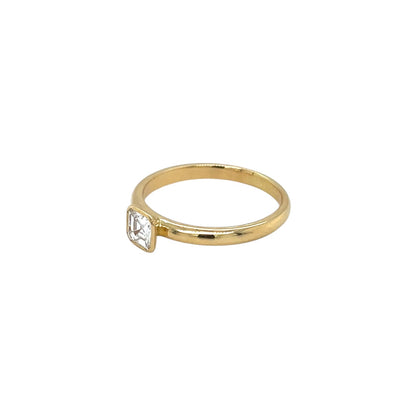 18ct Yellow Gold Asscher Cut Diamond Solitaire Ring (J)