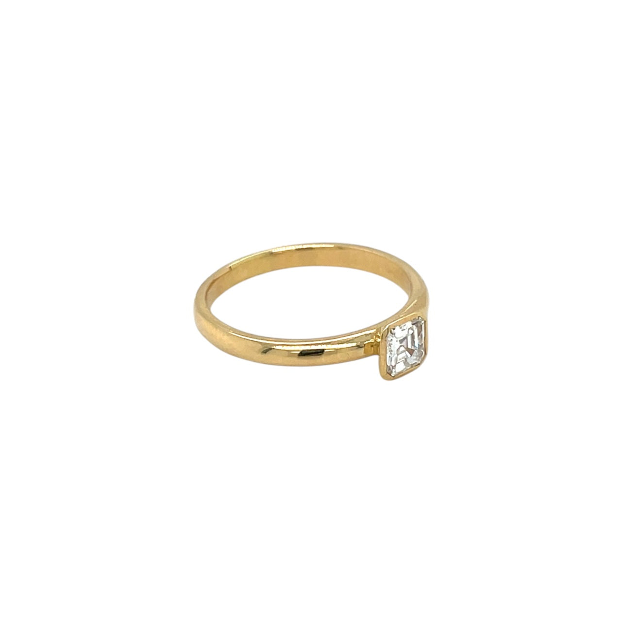 18ct Yellow Gold Asscher Cut Diamond Solitaire Ring (J)