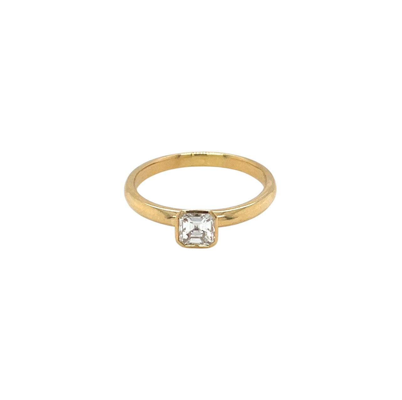 18ct Yellow Gold Asscher Cut Diamond Solitaire Ring (J)