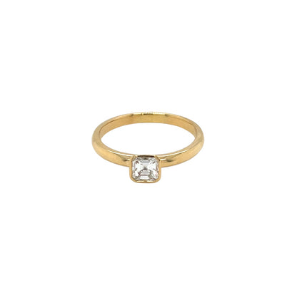 18ct Yellow Gold Asscher Cut Diamond Solitaire Ring (J)
