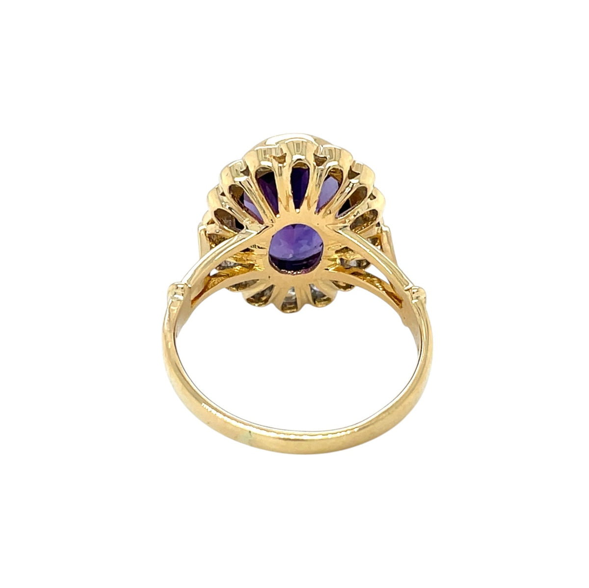 18ct Yellow Gold Amethyst & Diamond Cluster Ring (R)