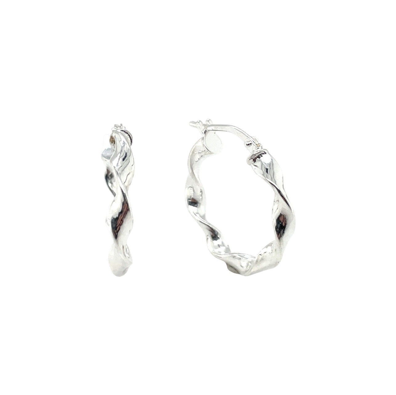 Silver Twisted Hoop Earrings
