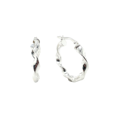 Silver Twisted Hoop Earrings