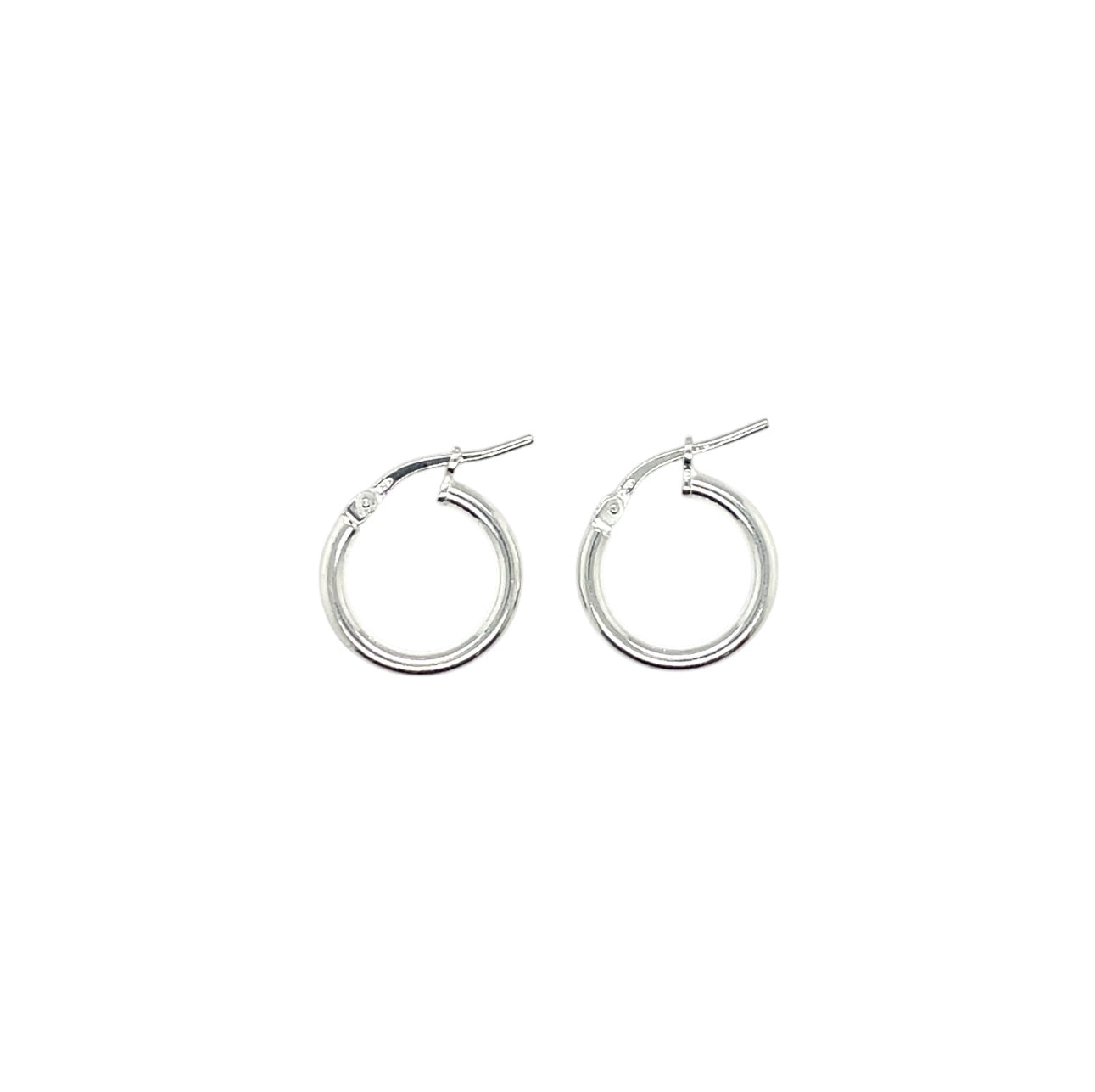 Silver Round Tube Hoop Earrings