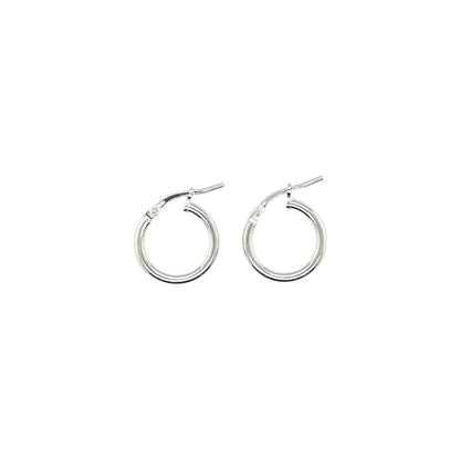 Silver Round Tube Hoop Earrings