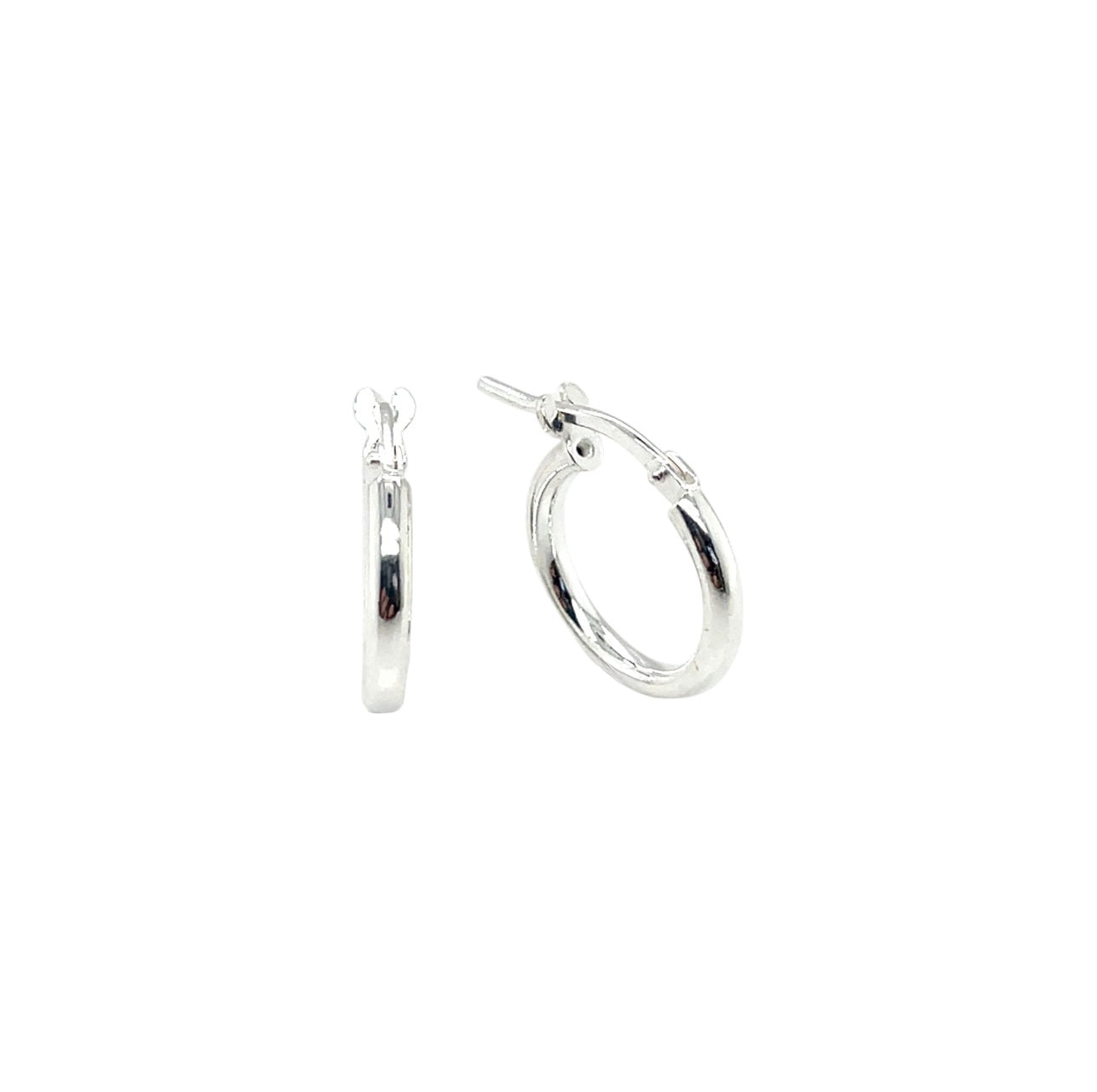 Silver Round Tube Hoop Earrings