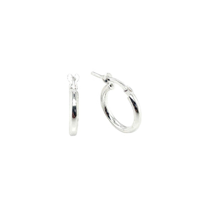 Silver Round Tube Hoop Earrings