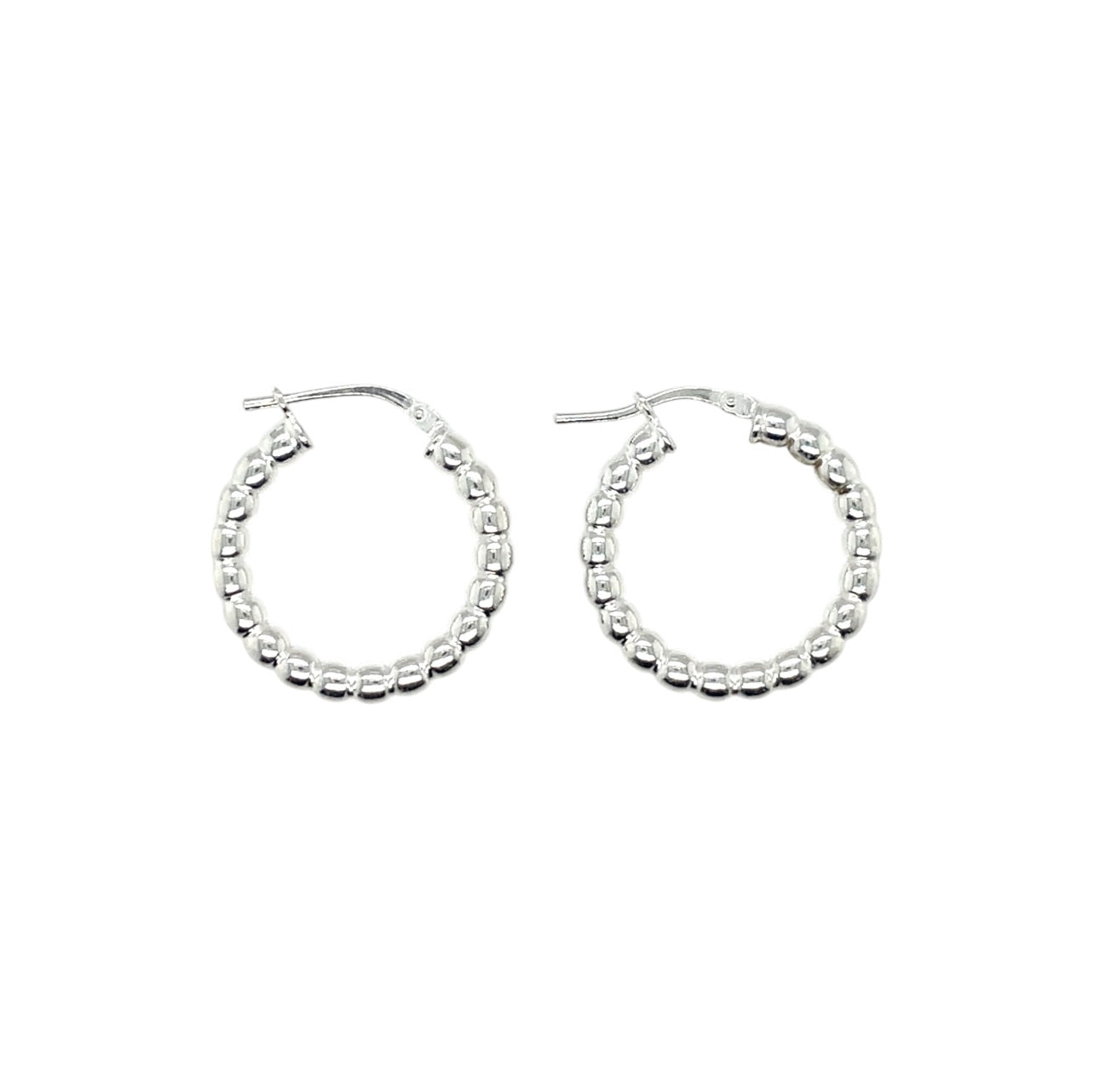 Silver Bead Hoop Earrings
