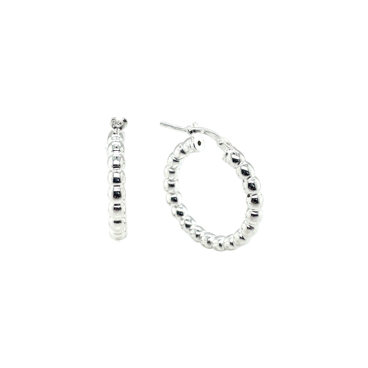 Silver Bead Hoop Earrings