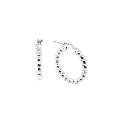 Silver Bead Hoop Earrings
