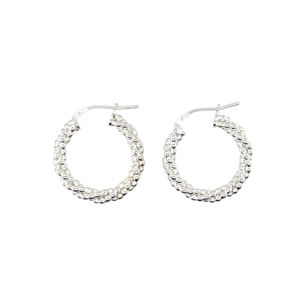 Silver Beaded Hoop Earrings