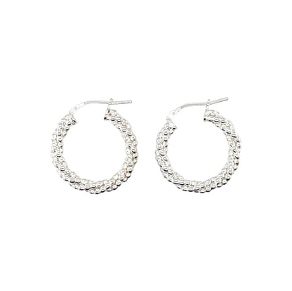 Silver Beaded Hoop Earrings