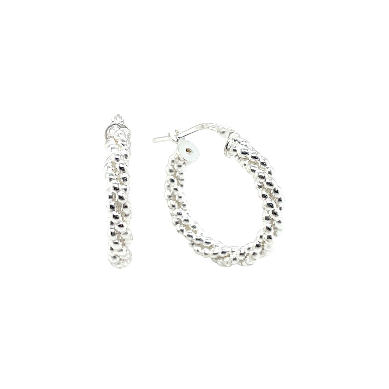 Silver Beaded Hoop Earrings