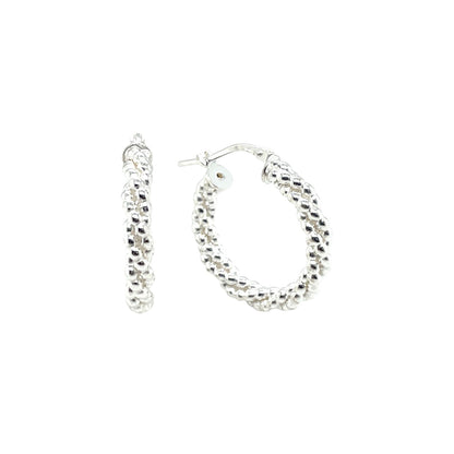 Silver Beaded Hoop Earrings