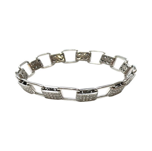18ct White Gold Diamond Paper Link Bracelet (8.5")