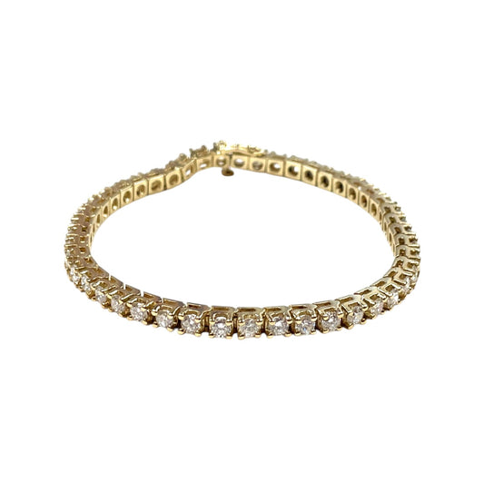 14ct Yellow Gold Diamond Tennis Bracelet (7.5")