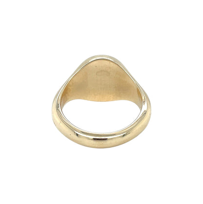 9ct Yellow Gold Engraved Oval Signet Ring (Q)