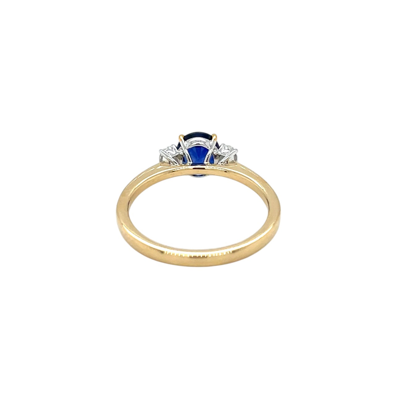 18ct Yellow & White Gold Sapphire & Diamond Three Stone Ring (M)