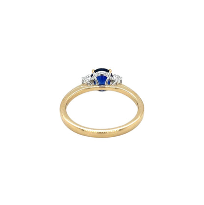 18ct Yellow & White Gold Sapphire & Diamond Three Stone Ring (M)