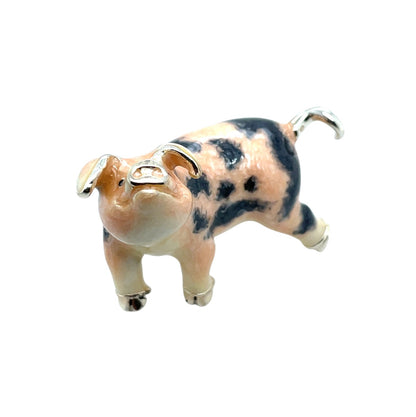 Saturno Silver & Enamel Pig (Large Gloucester Old Spot)