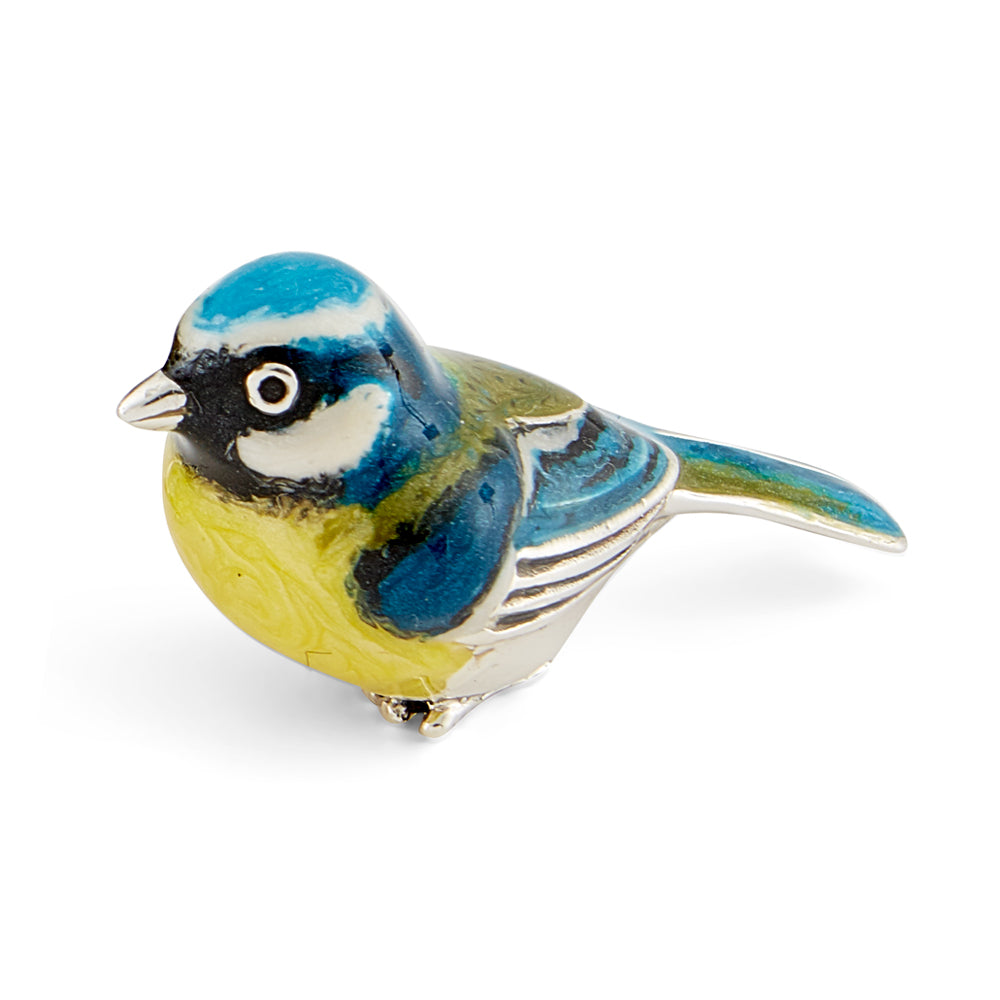 Saturno Silver and Enamel Sitting Bluetit (Small)