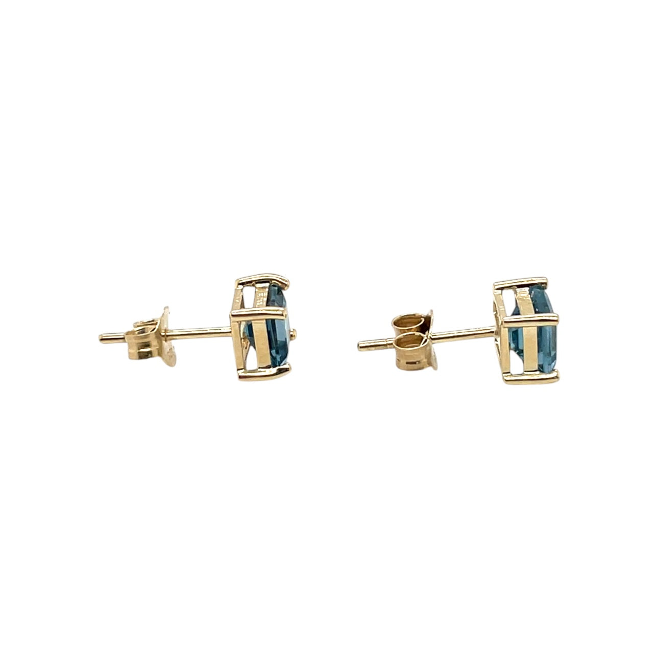 9ct Yellow Gold London Blue Topaz Stud Earrings