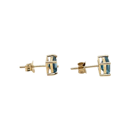 9ct Yellow Gold London Blue Topaz Stud Earrings
