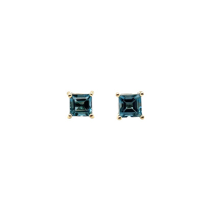 9ct Yellow Gold London Blue Topaz Stud Earrings