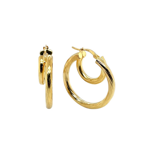 9ct Yellow Gold Double Hoop Earrings