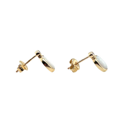 9ct Yellow Gold Opal & Diamond Earrings