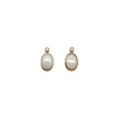 9ct Yellow Gold Opal & Diamond Earrings