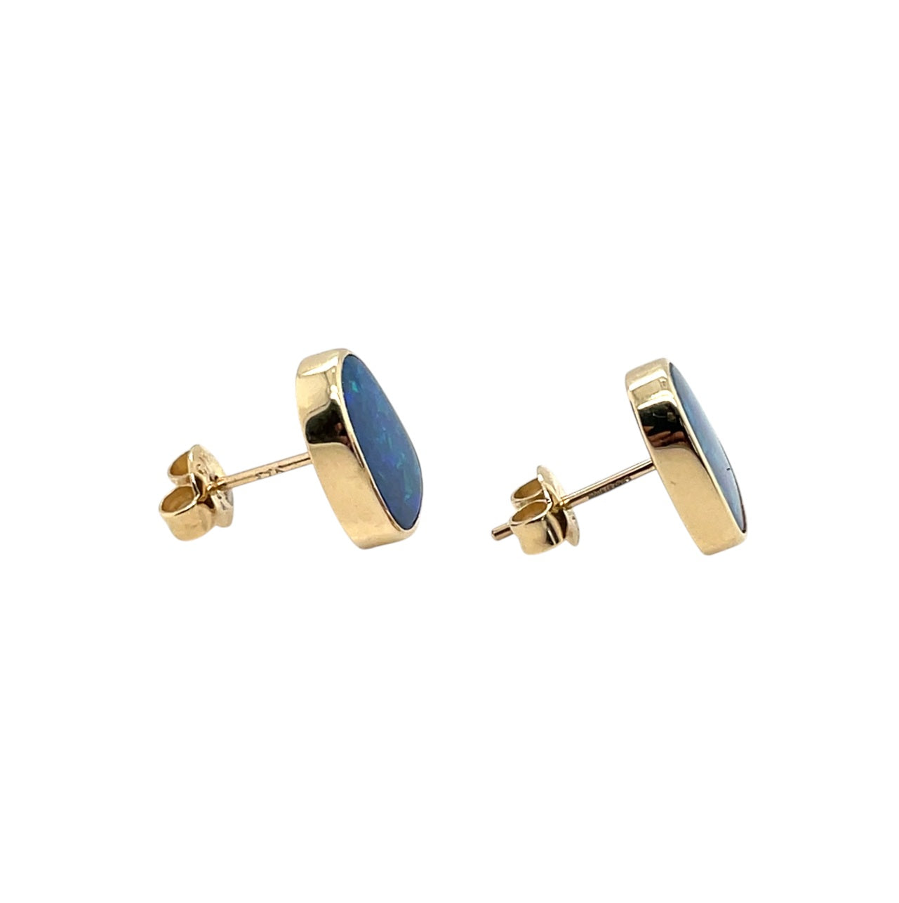 9ct Yellow Gold Freeform Opal Doublet Stud Earrings