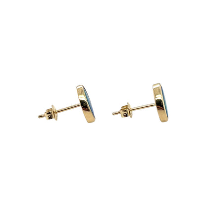 9ct Yellow Gold Marquis Cut Opal Doublet Earrings