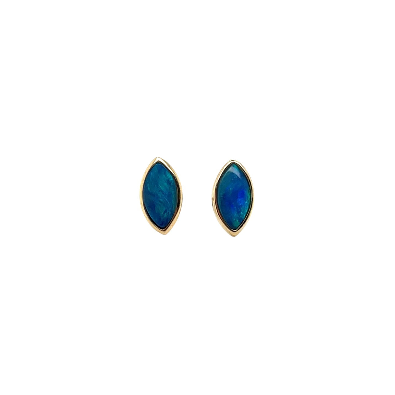 9ct Yellow Gold Marquis Cut Opal Doublet Earrings