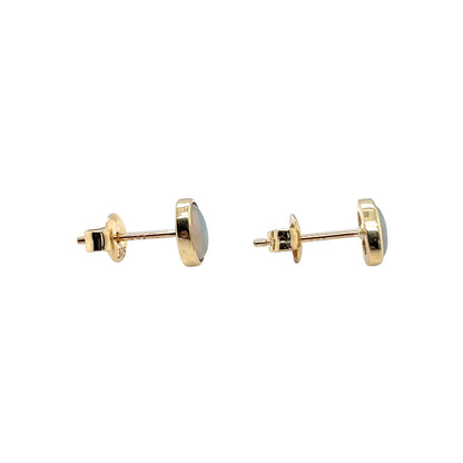 9ct Yellow Gold Solid Opal Earrings
