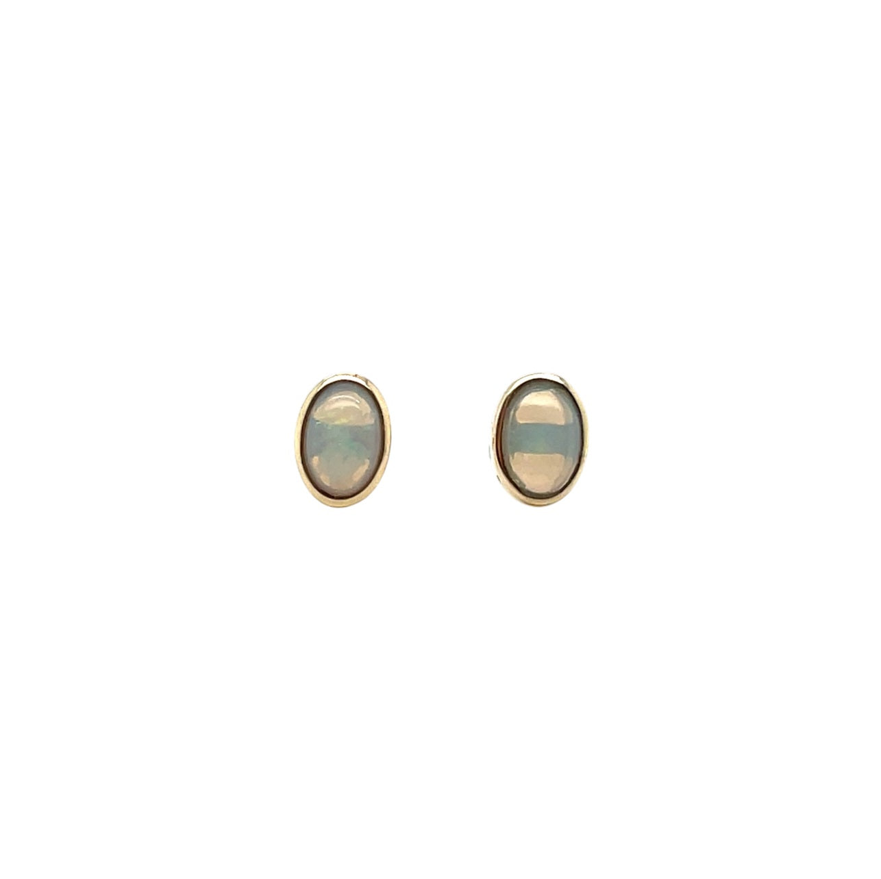 9ct Yellow Gold Solid Opal Earrings