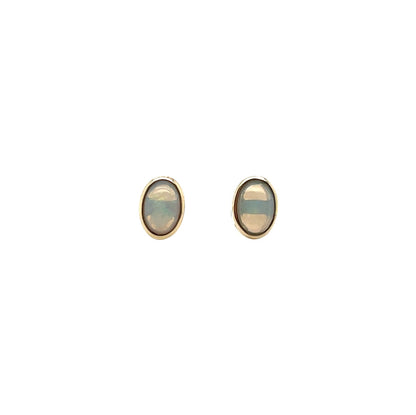 9ct Yellow Gold Solid Opal Earrings