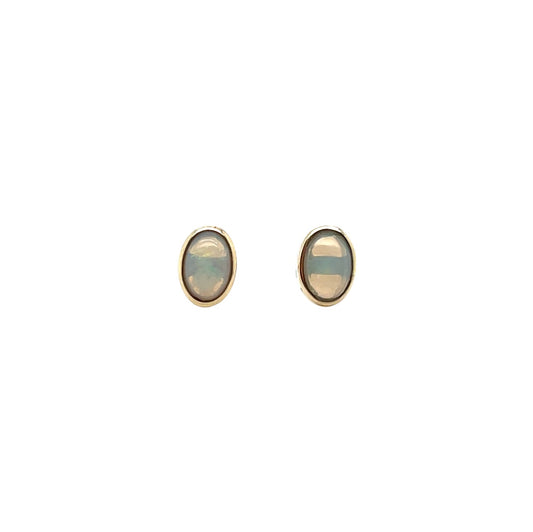 9ct Yellow Gold Solid Opal Earrings