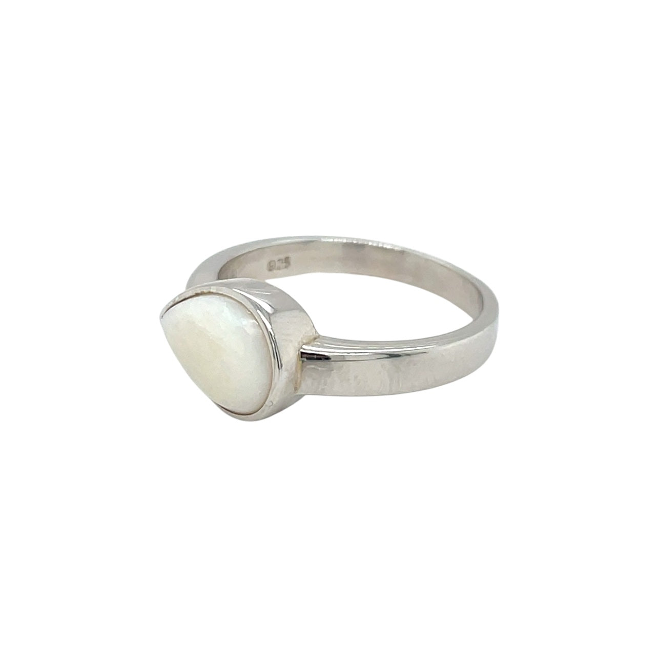 Silver Pear Shaped Solid Opal Ring (R)