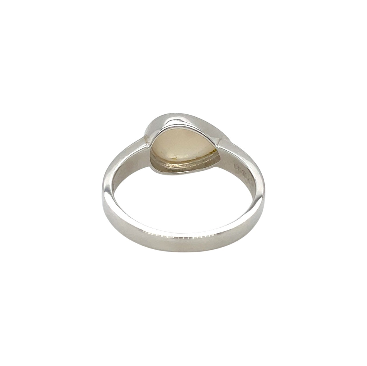 Silver Pear Shaped Solid Opal Ring (R)