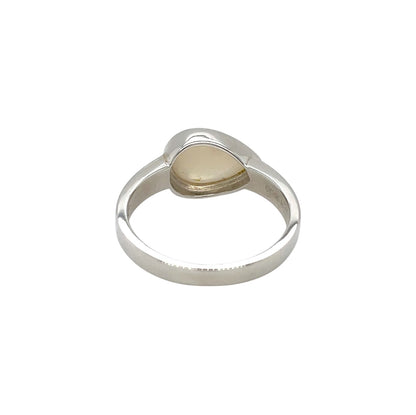 Silver Pear Shaped Solid Opal Ring (R)